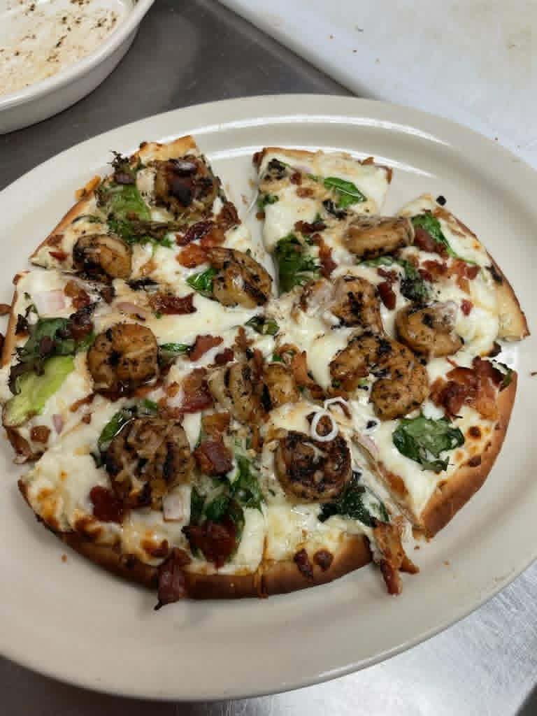 Shrimp and bacon flatbread